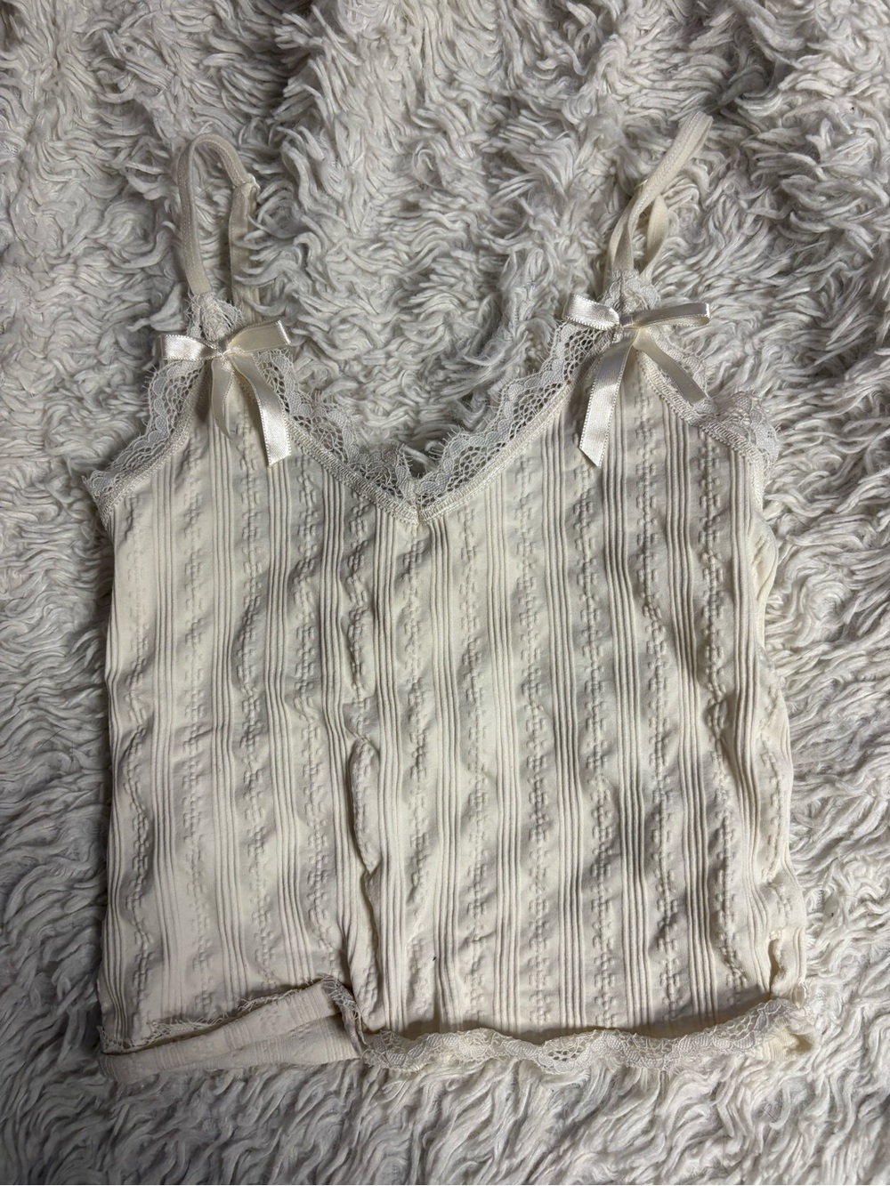 Urban Outfitters Women's Cream Lace-Trim Cami Tank Top